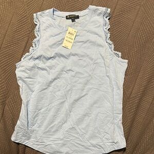INC International Concepts Sky Blue Lace Accent Tank Top
